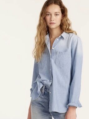 J. Crew | Classic Fit Blue Chambray Button Down Shirt, 2